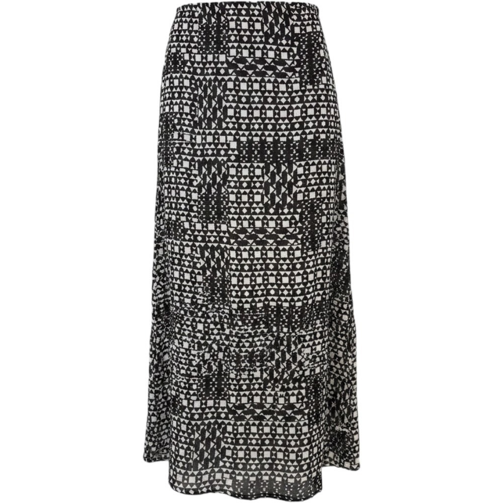 Vince Camuto Womens Black White Geometric Print Maxi Skirt Size 6 Boho Lined
